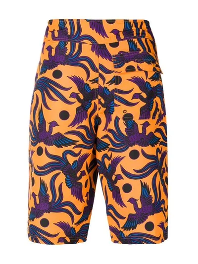 Shop Kenzo Bird Print Swimming Shorts In Orange