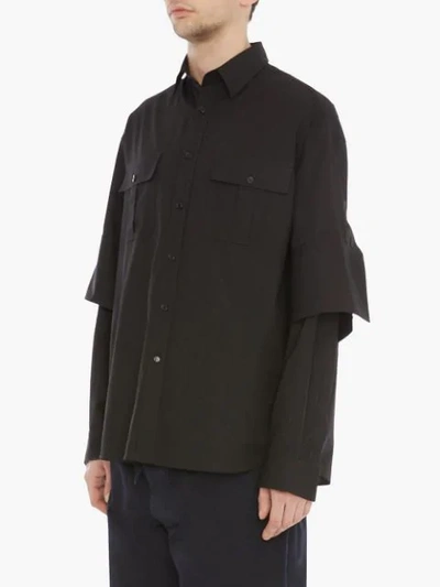 Shop Jw Anderson Layered Sleeves Shirt In Black