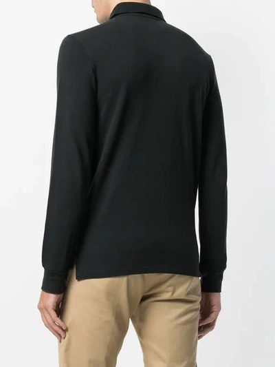 Shop Polo Ralph Lauren Longsleeved Polo Shirt In Black