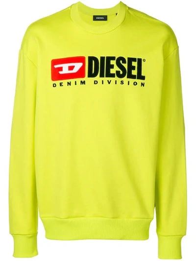 Shop Diesel Logo Sweatshirt In Yellow