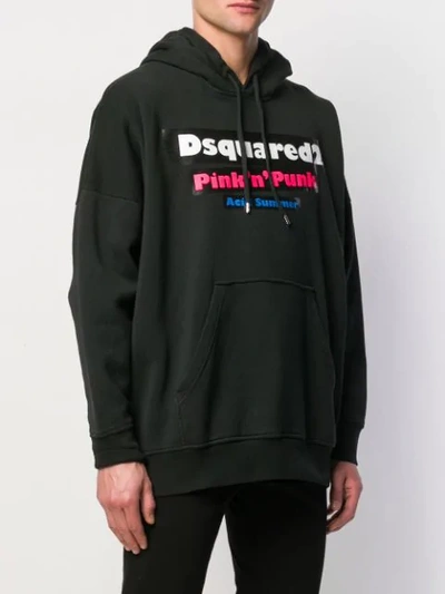 Shop Dsquared2 Printed Hoodie In Black