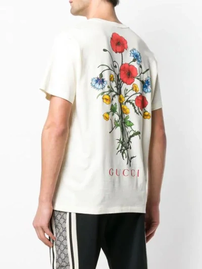 Shop Gucci T-shirt With Chateau Marmont Print In Neutrals