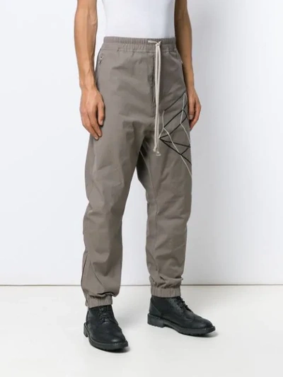 Shop Rick Owens Embroidered Graphic Joggers In Grey