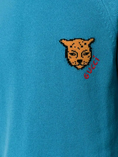 Shop Gucci Intarsia-knit Jumper In Blue