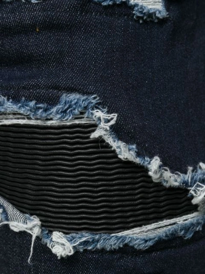 Shop Philipp Plein Destroyed Super Straight Jeans In Blue
