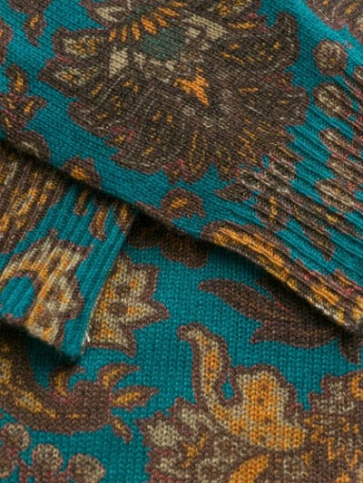 Shop Etro Intarsien-pullover Mit Blumenmuster In 8000 Blue Multicolor