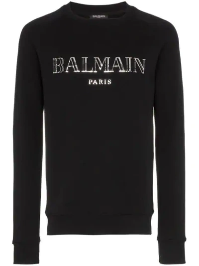 Shop Balmain Logo Sweatshirt - Black