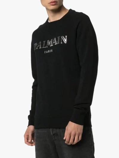 Shop Balmain Logo Sweatshirt - Black