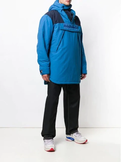 Shop Napa By Martine Rose Logo Hooded Windbreaker Jacket - Blue