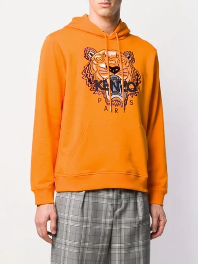 Shop Kenzo Tiger Print Hoodie In Orange