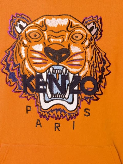 Shop Kenzo Tiger Print Hoodie In Orange