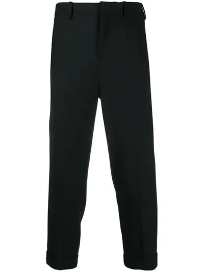 Shop Neil Barrett Striped Cuff Tailored Trousers In Black