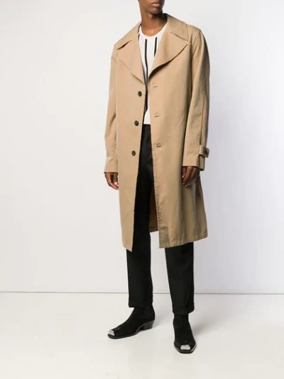 Shop Maison Margiela Ripped Detail Trench Coat In Neutrals