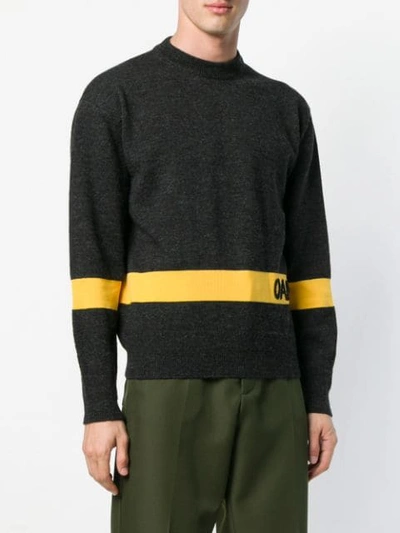 Shop Oamc Intarsia Stripe Jumper In Grey