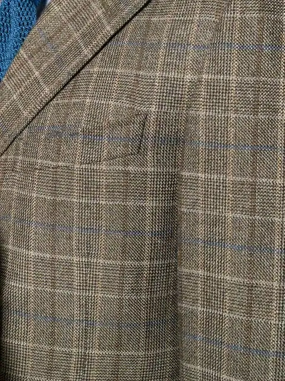 Shop Canali Checked Blazer In Brown