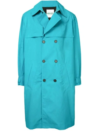 Shop Kenzo Classic Trenchcoat In Blue