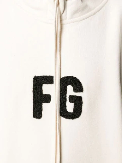 Shop Fear Of God Initials Patch Hoodie In White
