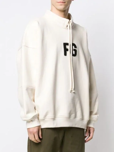 Shop Fear Of God Initials Patch Hoodie In White