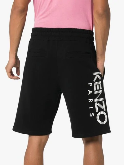 Shop Kenzo Logo Print Track Shorts In Black