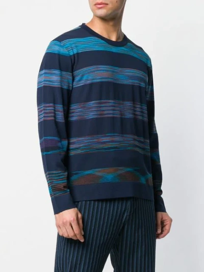Shop Missoni Striped Crew Neck Sweatshirt In Blue