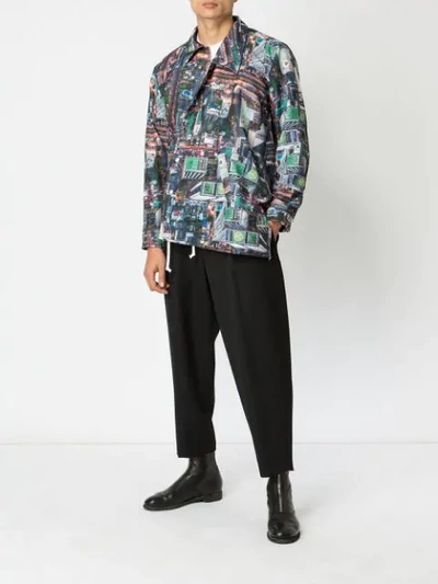 Shop Comme Des Garçons Homme Deux Birds Eye Cityscape Print Jacket In Black