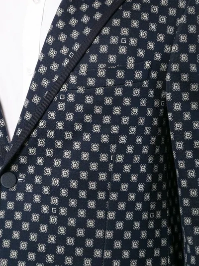 Shop Gucci Check Print Blazer Jacket In Blue ,white