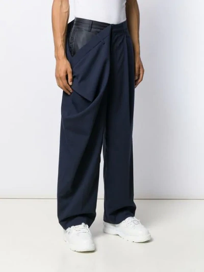 Shop Hed Mayner Draped Trousers - Blue