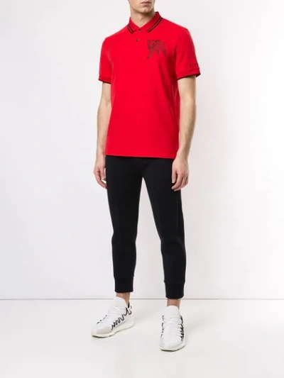 Shop Blackbarrett Mesh Pig Polo Shirt In Red