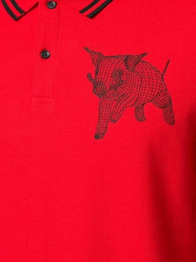 Shop Blackbarrett Mesh Pig Polo Shirt In Red