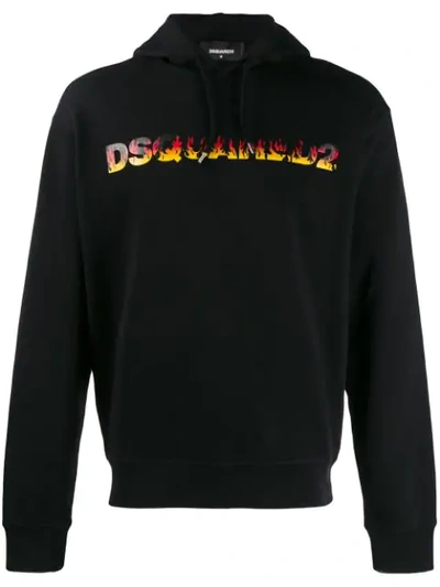 Shop Dsquared2 Flame Logo Hoodie In Black