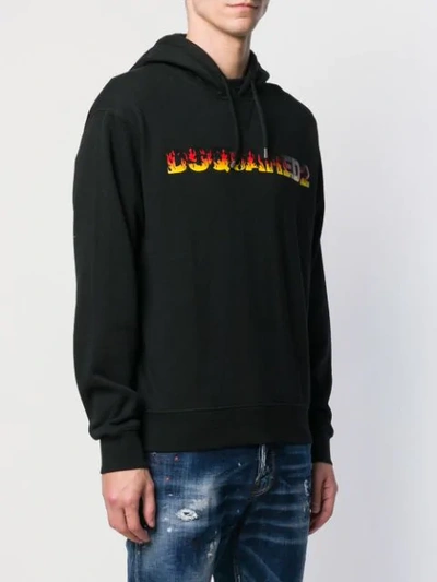 Shop Dsquared2 Flame Logo Hoodie In Black