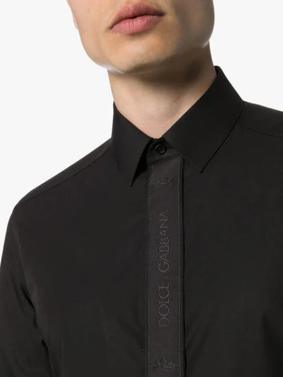 Shop Dolce & Gabbana Logo Placket Trim Shirt In Black