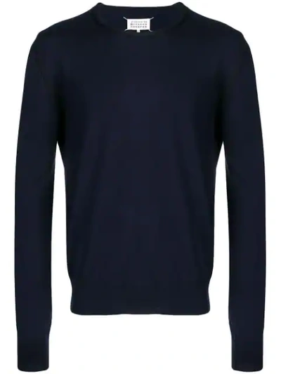 Shop Maison Margiela Contrast Trim Jumper In Blue