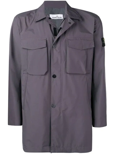 Shop Stone Island Overshirt Panelled Jacket In Grey