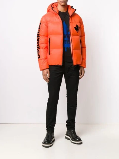 Shop Dsquared2 Arctic Rave Puffer Coat In Orange