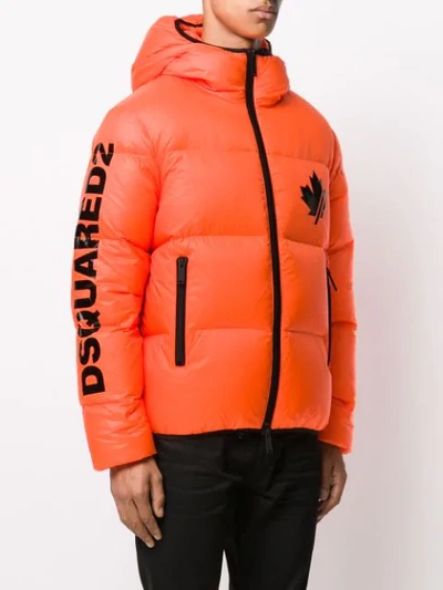 Shop Dsquared2 Arctic Rave Puffer Coat In Orange
