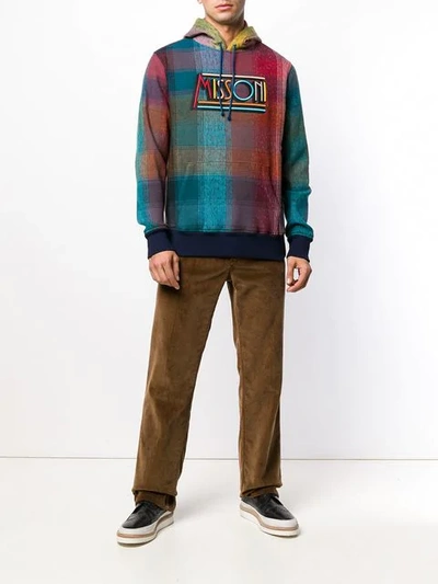 Shop Missoni Checked Logo Hoodie In Pink