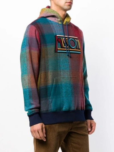 Shop Missoni Checked Logo Hoodie In Pink