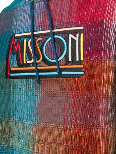 Shop Missoni Checked Logo Hoodie In Pink