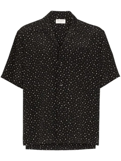 Shop Saint Laurent Sequin-embellished Bowling Shirt In Black