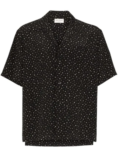 SAINT LAURENT SEQUIN-EMBELLISHED BOWLING SHIRT - 黑色