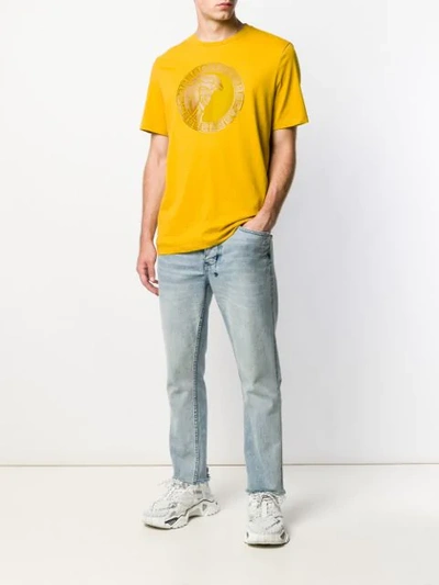 Shop Versace Printed Logo T In Yellow