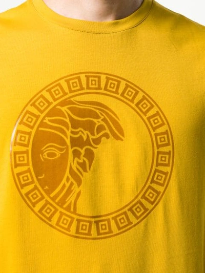 Shop Versace Printed Logo T In Yellow
