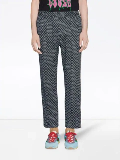 Shop Gucci Jersey Jogging Trousers In Blue