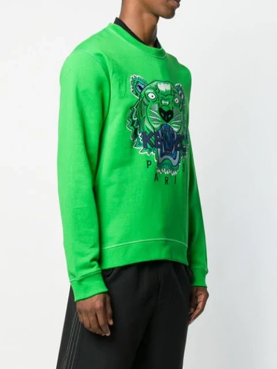 Shop Kenzo Tiger Embroidered Sweatshirt In Green