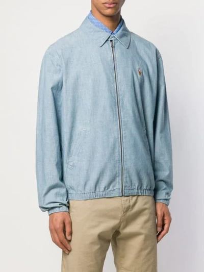 Shop Polo Ralph Lauren Logo Bomber Jacket In Blue