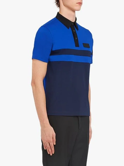 Shop Prada Cotton Piqué Polo Shirt In Blue