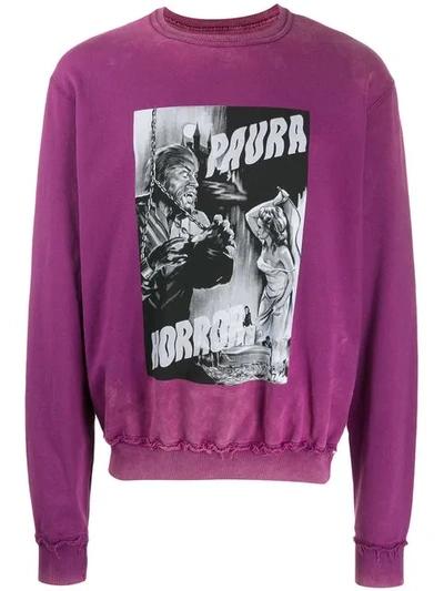 Shop Paura Logo Sweatshirt In Purple