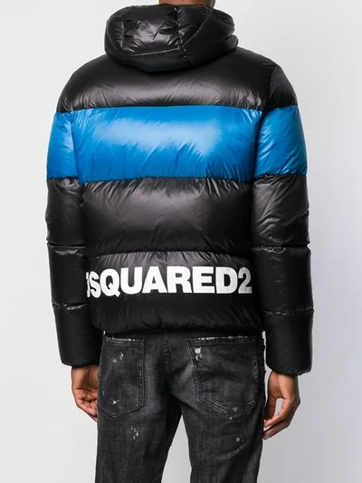 Shop Dsquared2 Leaf Print Padded Jacket In Black