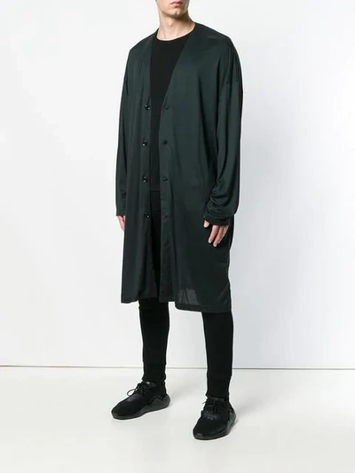 Shop Yohji Yamamoto Oversized Printed Cardigan In Green